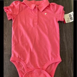 NWT 12 mo Osh Kosh onesie pink heart 💖 embroidery